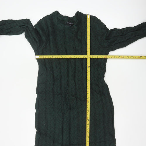 Cynthia Rowley Women Green M Cable Knit Jumper Dress Long Sleeve