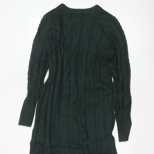 Cynthia Rowley Women Green M Cable Knit Jumper Dress Long Sleeve