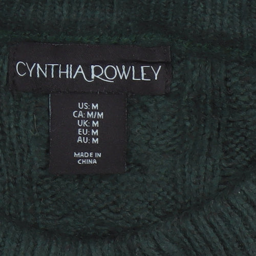 Cynthia Rowley Women Green M Cable Knit Jumper Dress Long Sleeve