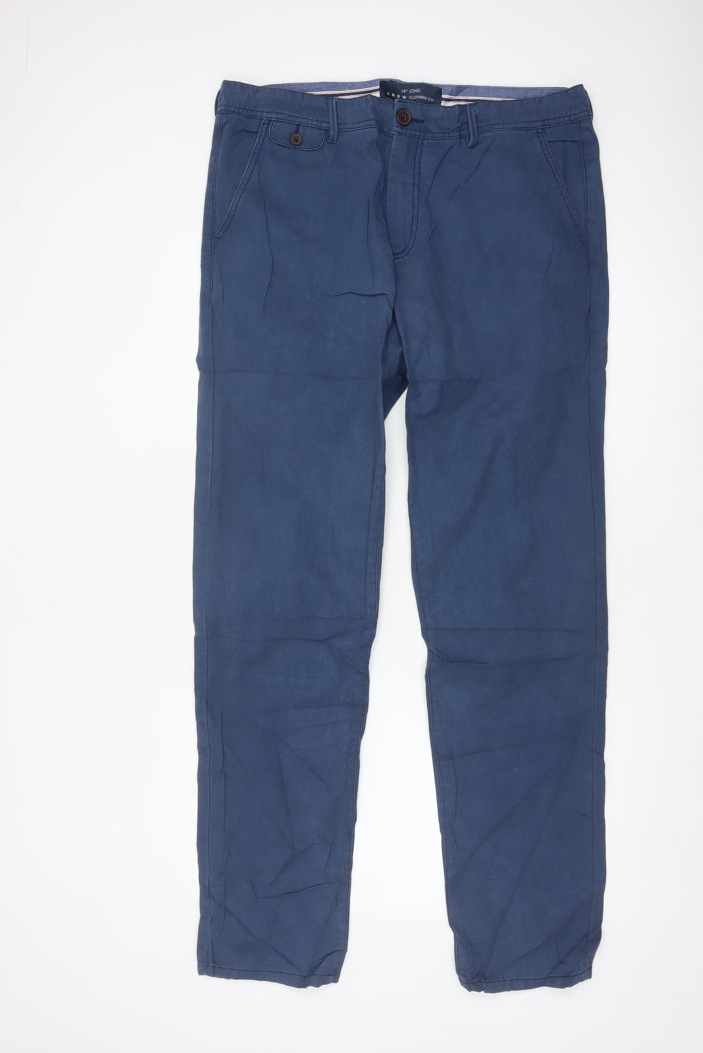 Crew Clothing Co. Men’s Blue 38 Long Cotton Straight Chino Trousers