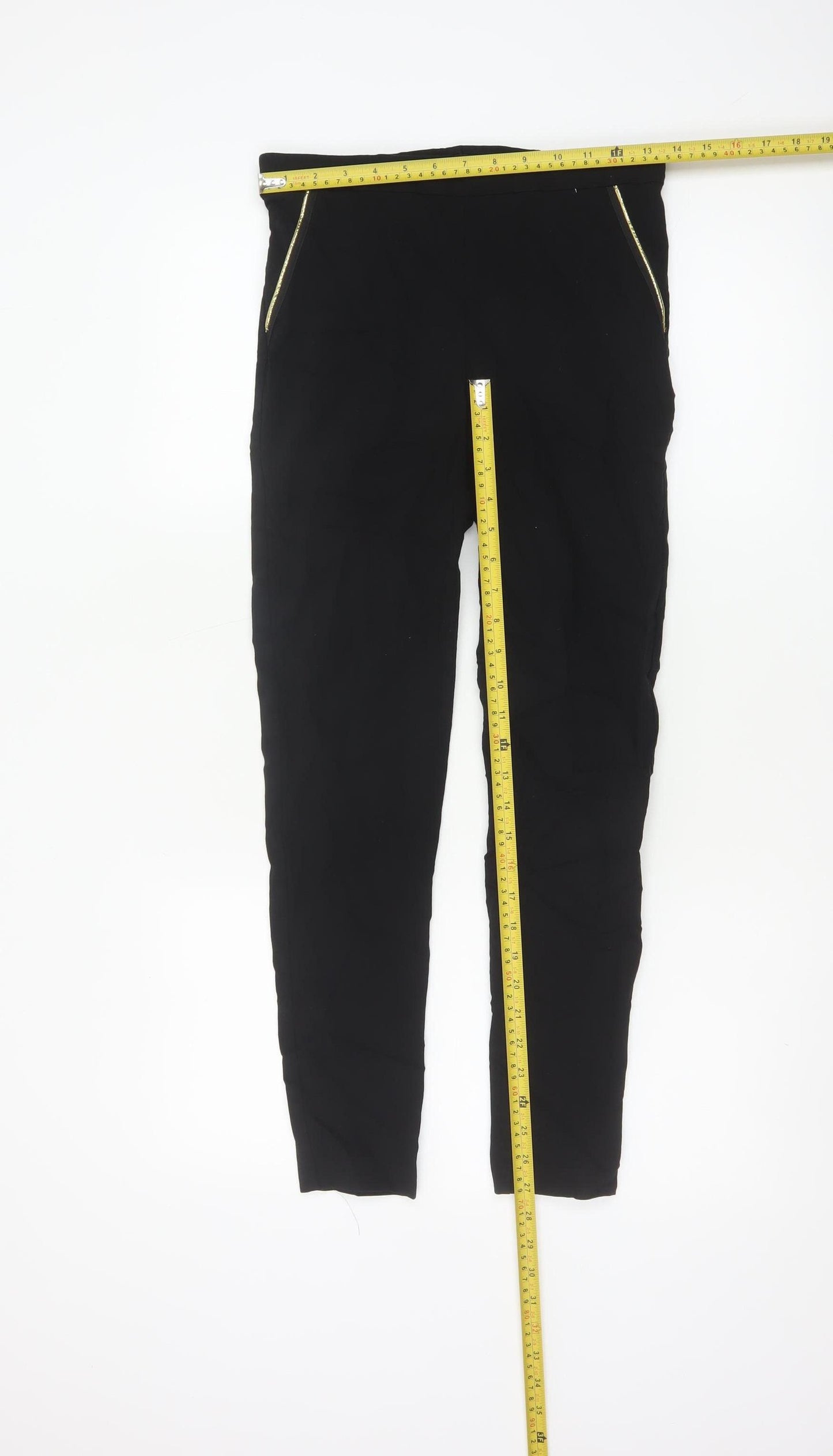 Dorothy Perkins Women’s Black UK 10 Skinny Trousers Gold Zip Pockets