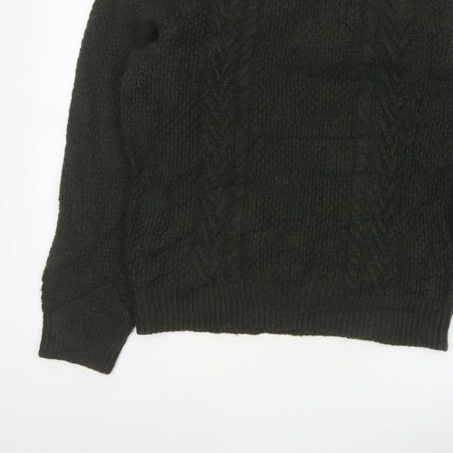 Marks and Spencer Men’s Green L Cable Knit Roll Neck Jumper