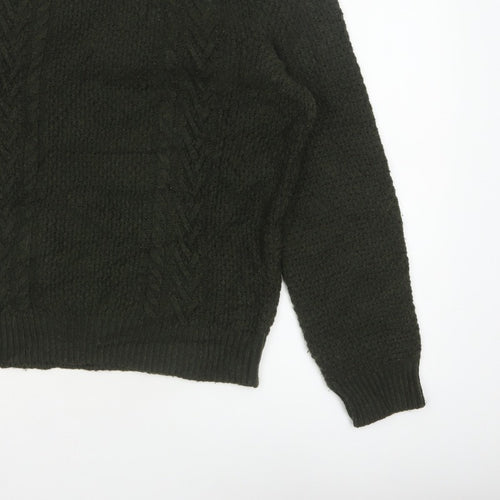Marks and Spencer Men’s Green L Cable Knit Roll Neck Jumper