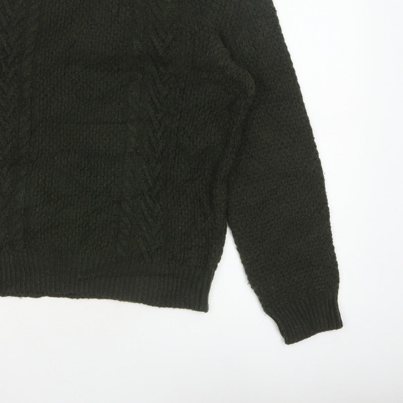 Marks and Spencer Men’s Green L Cable Knit Roll Neck Jumper
