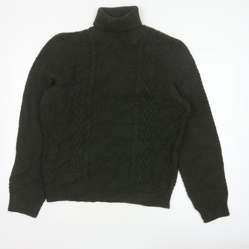 Marks and Spencer Men’s Green L Cable Knit Roll Neck Jumper