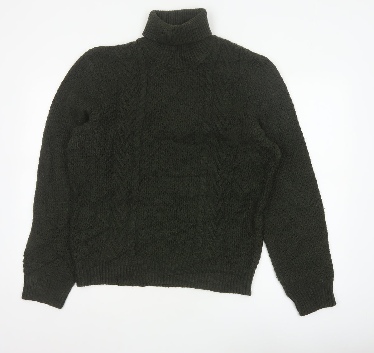 Marks and Spencer Men’s Green L Cable Knit Roll Neck Jumper