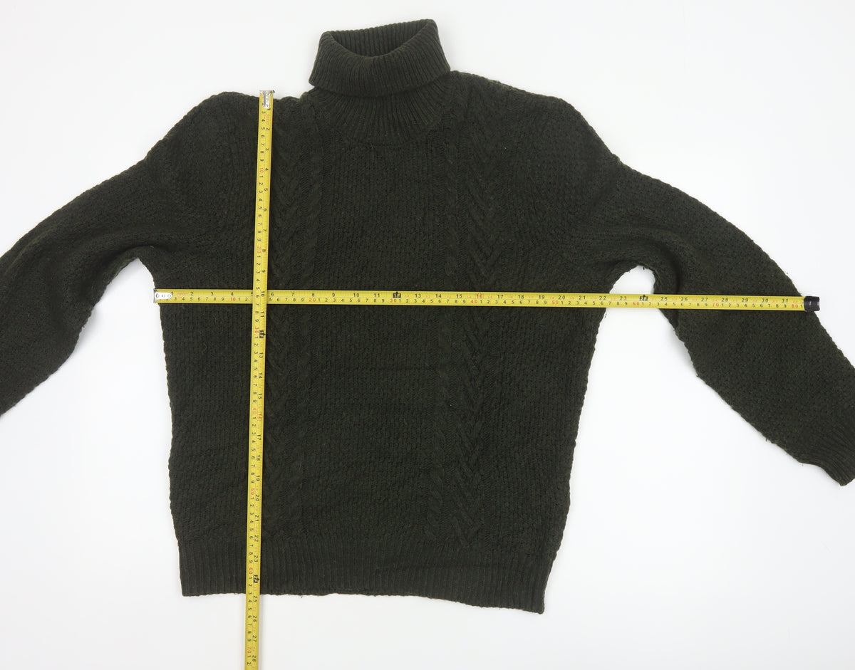 Marks and Spencer Men’s Green L Cable Knit Roll Neck Jumper