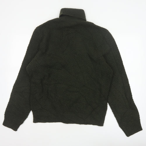 Marks and Spencer Men’s Green L Cable Knit Roll Neck Jumper