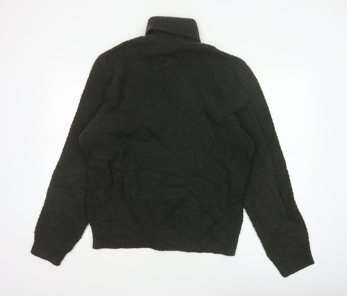 Marks and Spencer Men’s Green L Cable Knit Roll Neck Jumper