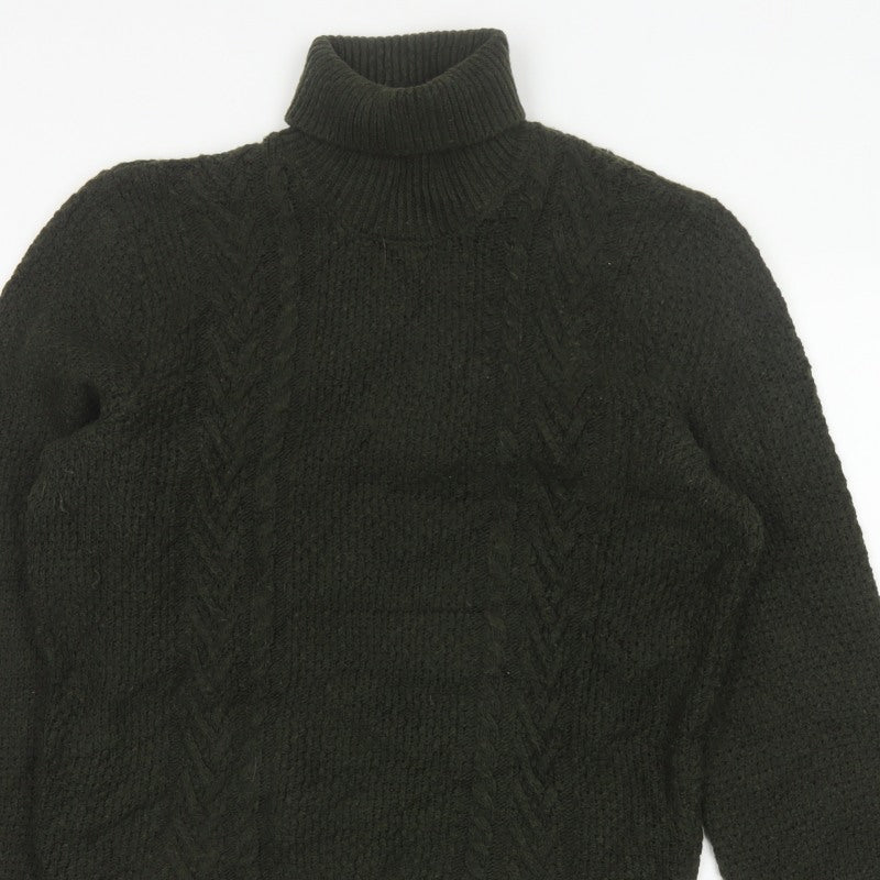 Marks and Spencer Men’s Green L Cable Knit Roll Neck Jumper