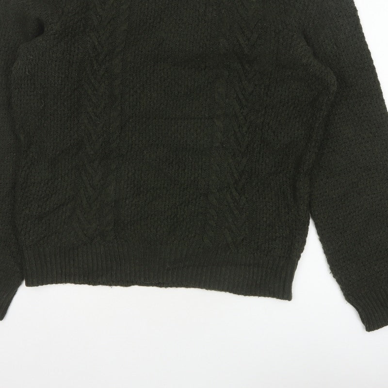 Marks and Spencer Men’s Green L Cable Knit Roll Neck Jumper