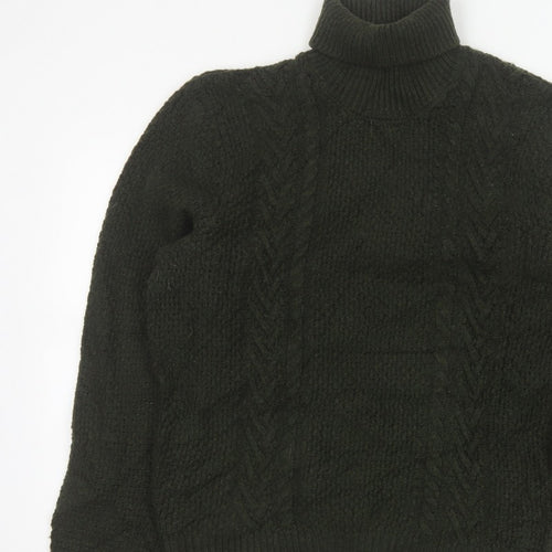 Marks and Spencer Men’s Green L Cable Knit Roll Neck Jumper