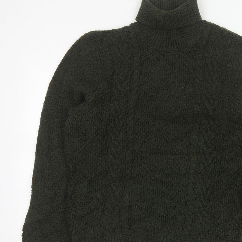 Marks and Spencer Men’s Green L Cable Knit Roll Neck Jumper