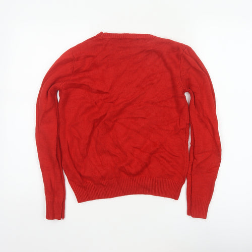 Marks and Spencer Women Red Small Christmas Tree Sequin Ugly Jumper