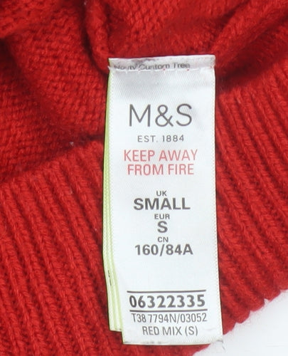 Marks and Spencer Women Red Small Christmas Tree Sequin Ugly Jumper