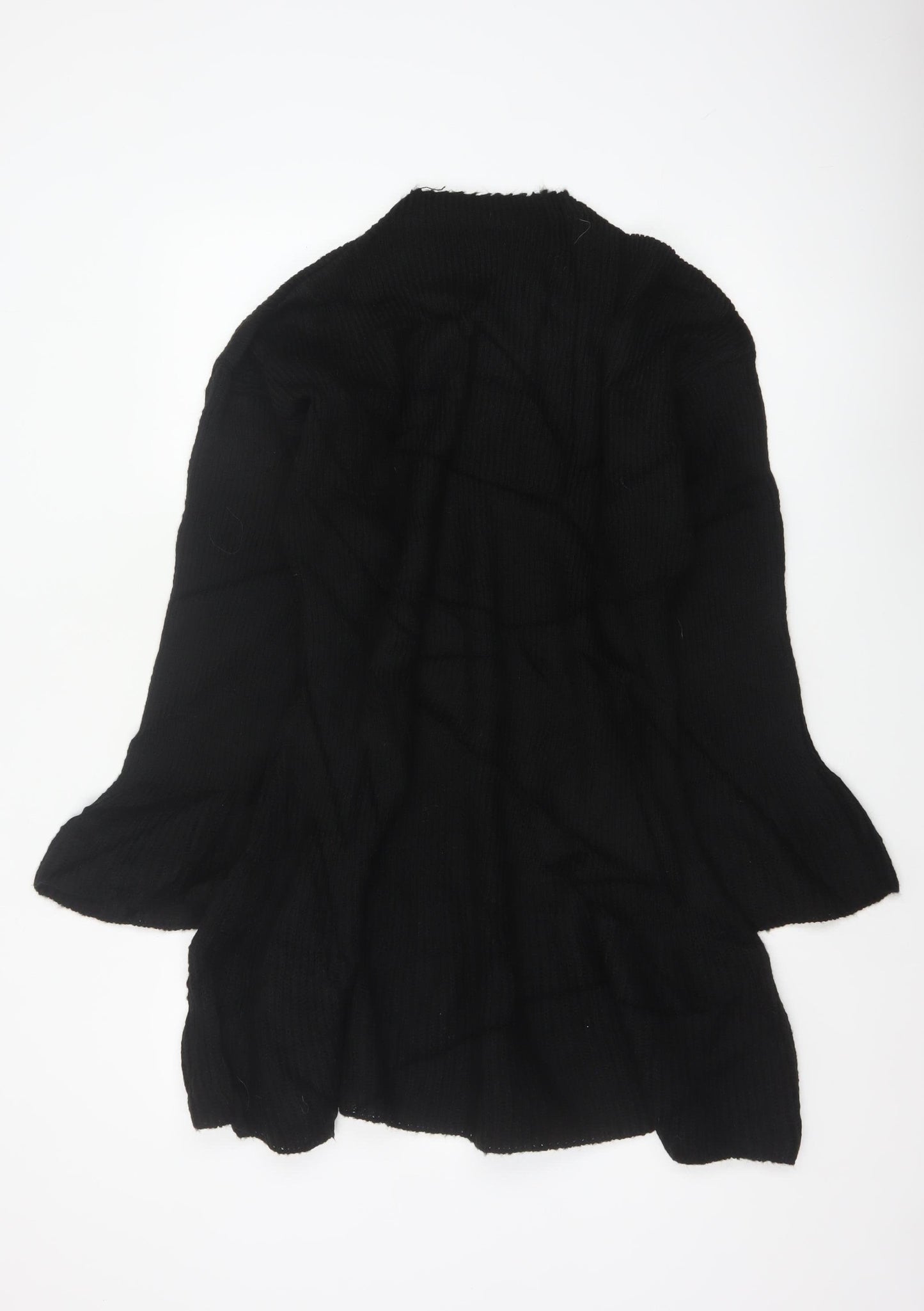 Boohoo Women Black L Ribbed Knit Jumper Dress Bell Sleeve NWT