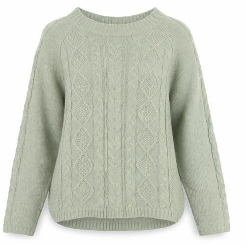 Damart Women’s Sage Green M Cable-Knit Thermal Pullover Jumper