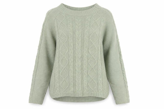 Damart Women’s Sage Green M Cable-Knit Thermal Pullover Jumper