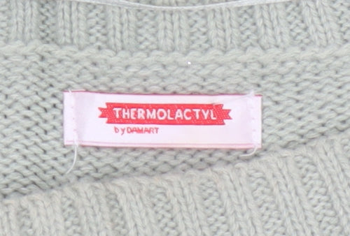 Damart Women’s Sage Green M Cable-Knit Thermal Pullover Jumper