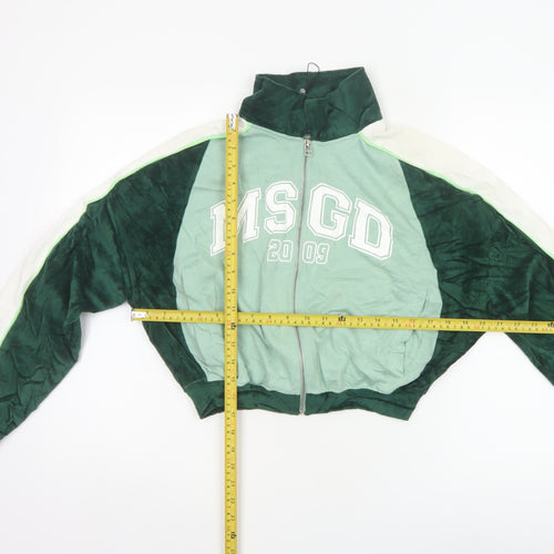 Missguided Women Green UK 8 Cropped Varsity Jacket Logo Full Zip