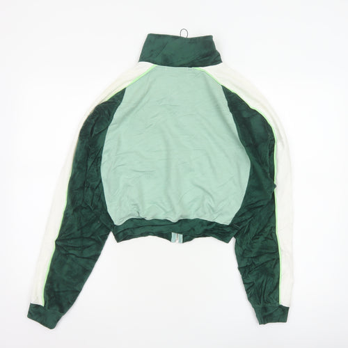 Missguided Women Green UK 8 Cropped Varsity Jacket Logo Full Zip