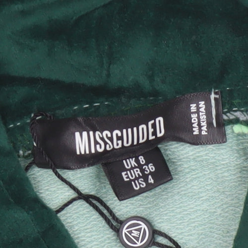 Missguided Women Green UK 8 Cropped Varsity Jacket Logo Full Zip