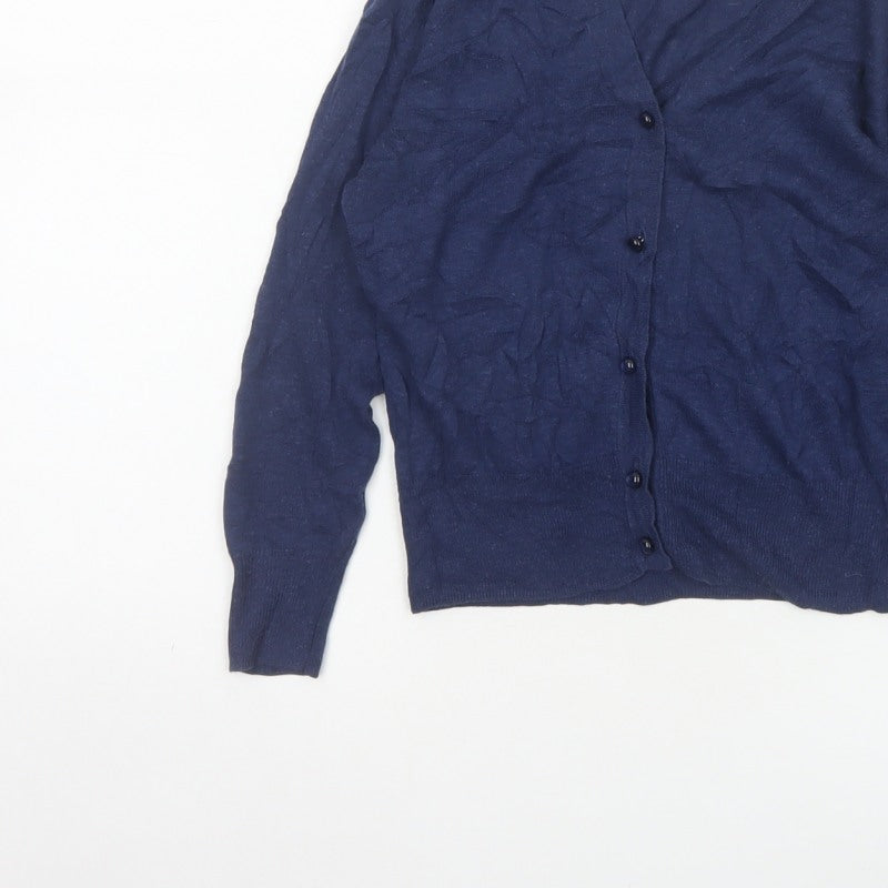 Mango Basics Women’s Blue S V-Neck Button Knit Cardigan