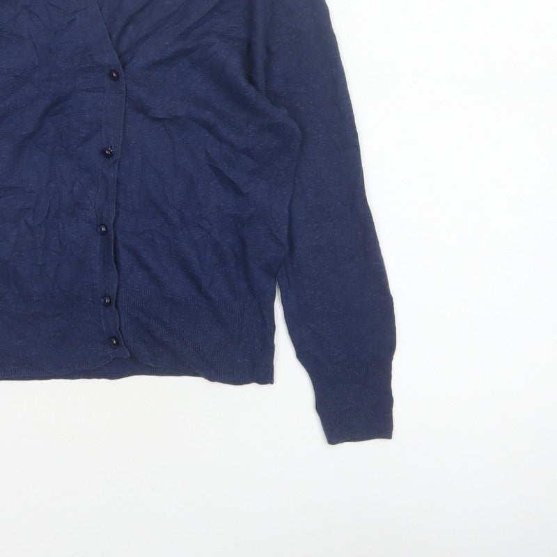 Mango Basics Women’s Blue S V-Neck Button Knit Cardigan