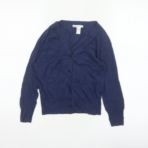 Mango Basics Women’s Blue S V-Neck Button Knit Cardigan