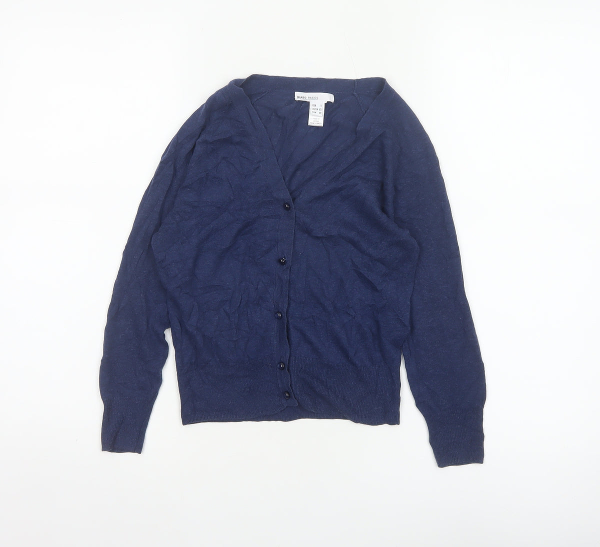 Mango Basics Women’s Blue S V-Neck Button Knit Cardigan