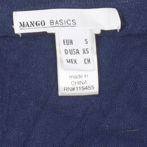 Mango Basics Women’s Blue S V-Neck Button Knit Cardigan
