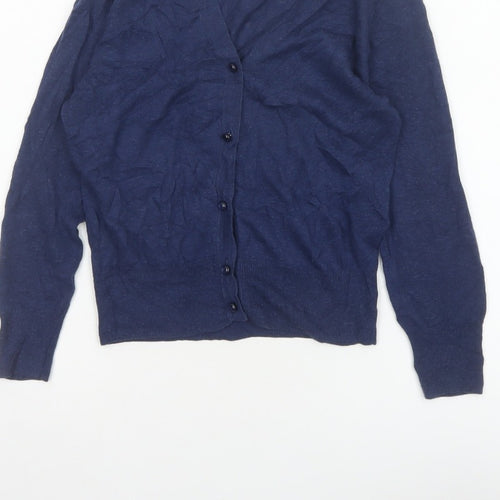 Mango Basics Women’s Blue S V-Neck Button Knit Cardigan