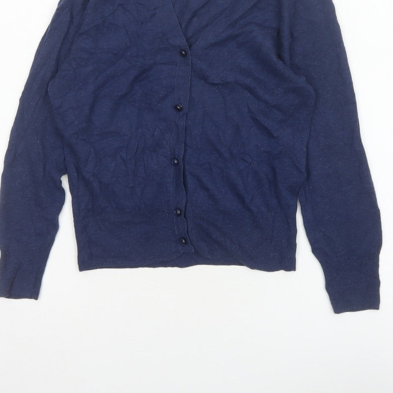 Mango Basics Women’s Blue S V-Neck Button Knit Cardigan