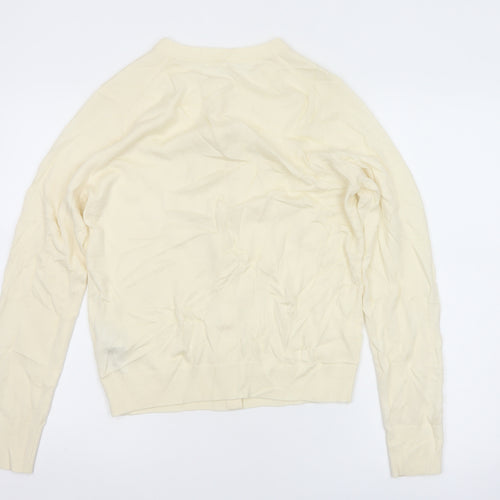 Uniqlo Women Ivory S 100% Wool Button Knit Cardigan