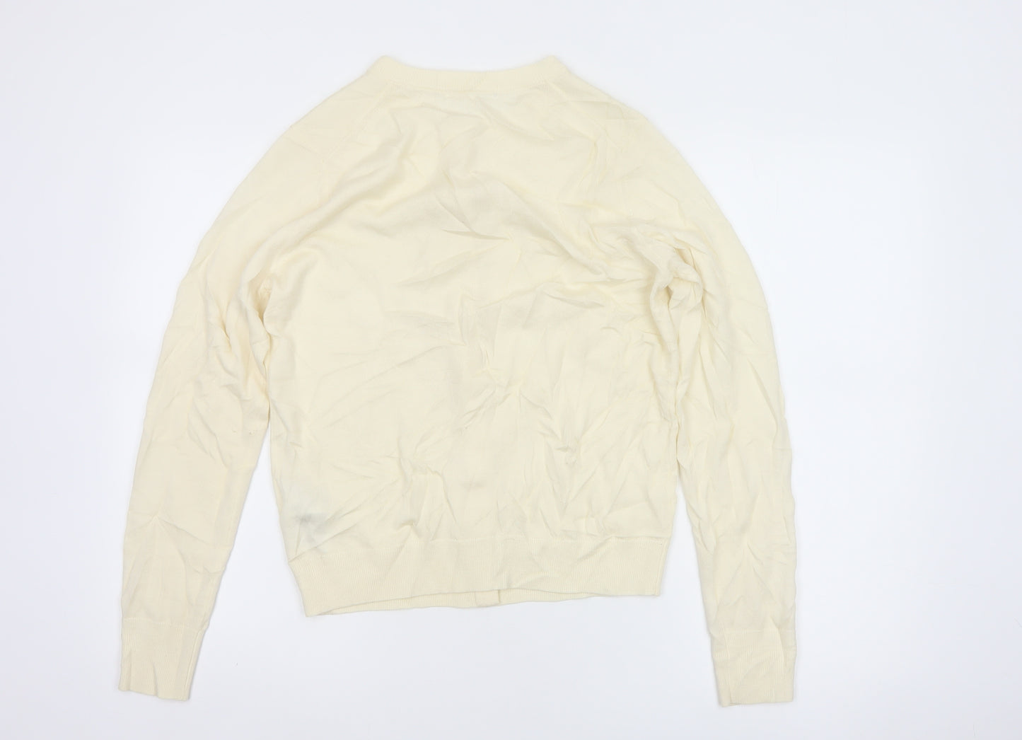Uniqlo Women Ivory S 100% Wool Button Knit Cardigan