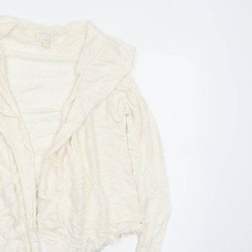 The White Company Women Ivory UK 12 Open Waterfall Knit Cardigan