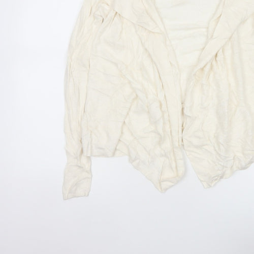 The White Company Women Ivory UK 12 Open Waterfall Knit Cardigan