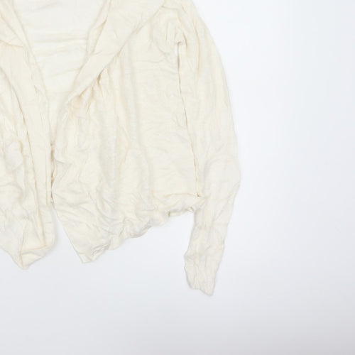 The White Company Women Ivory UK 12 Open Waterfall Knit Cardigan