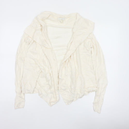 The White Company Women Ivory UK 12 Open Waterfall Knit Cardigan