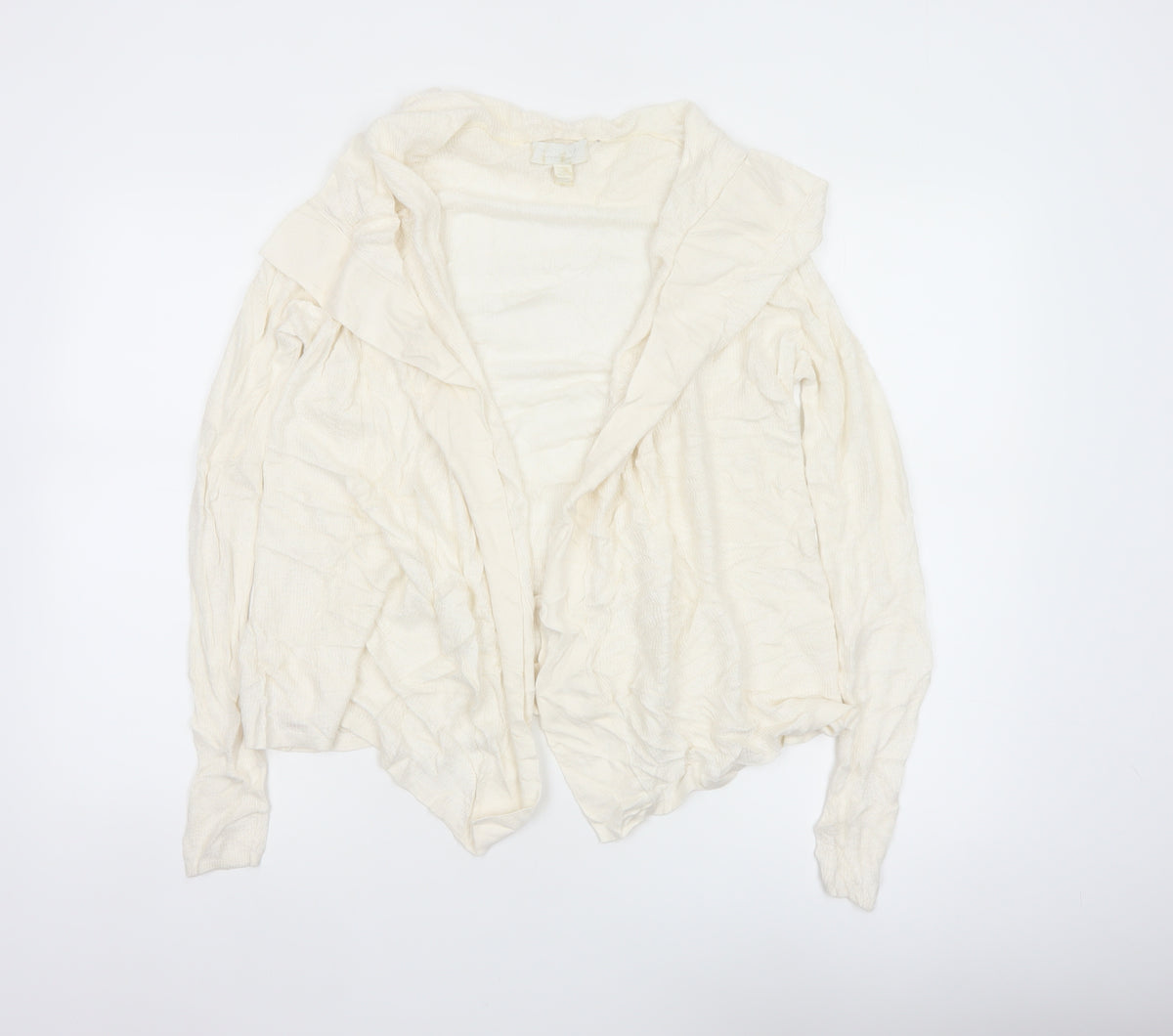 The White Company Women Ivory UK 12 Open Waterfall Knit Cardigan