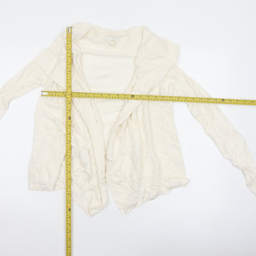 The White Company Women Ivory UK 12 Open Waterfall Knit Cardigan