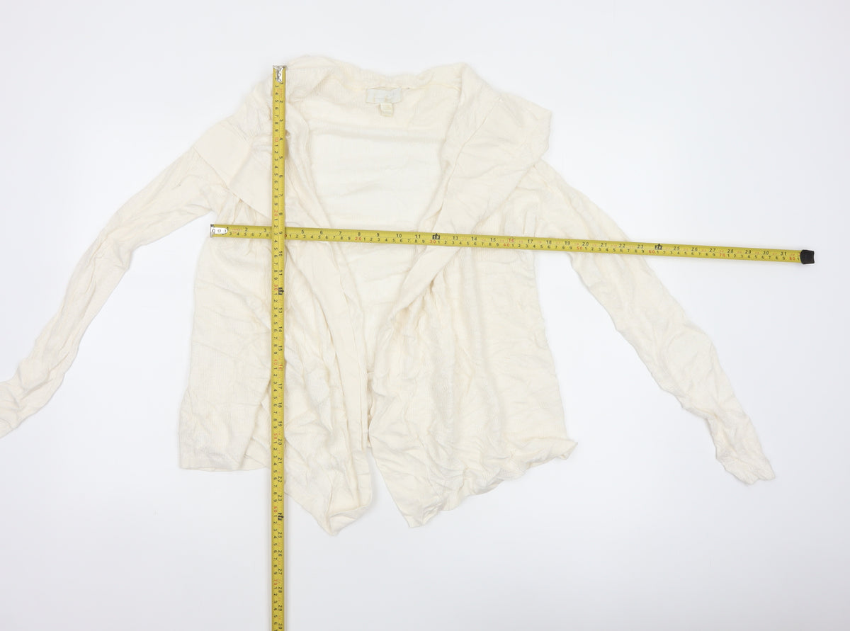 The White Company Women Ivory UK 12 Open Waterfall Knit Cardigan