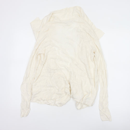 The White Company Women Ivory UK 12 Open Waterfall Knit Cardigan