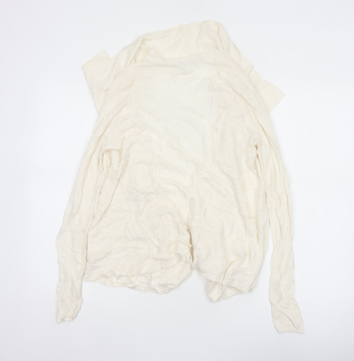 The White Company Women Ivory UK 12 Open Waterfall Knit Cardigan