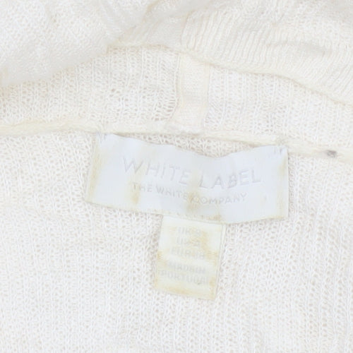 The White Company Women Ivory UK 12 Open Waterfall Knit Cardigan