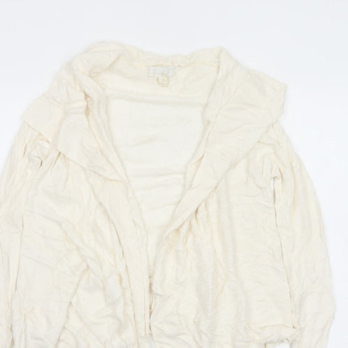 The White Company Women Ivory UK 12 Open Waterfall Knit Cardigan