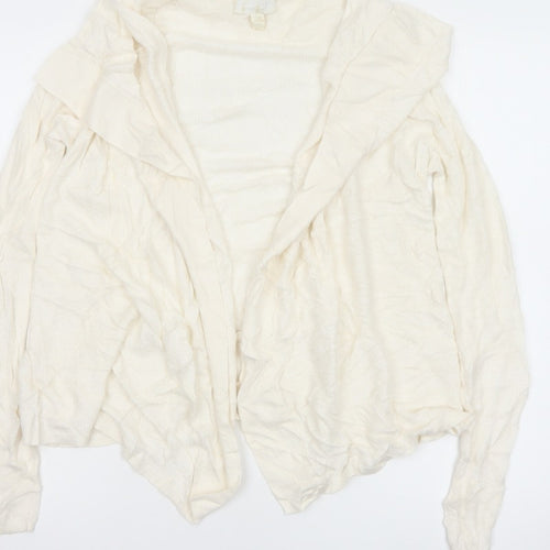 The White Company Women Ivory UK 12 Open Waterfall Knit Cardigan