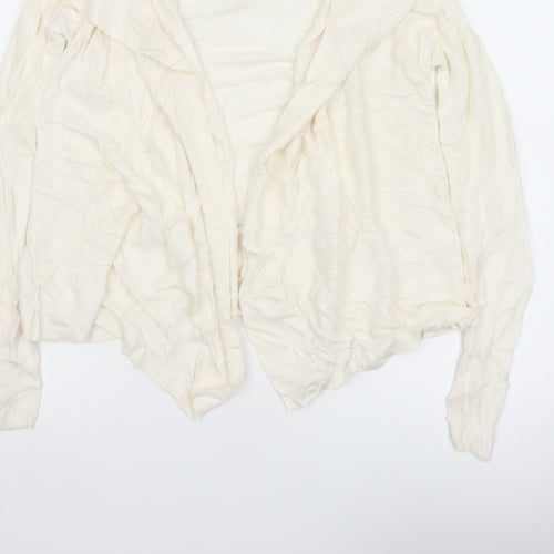 The White Company Women Ivory UK 12 Open Waterfall Knit Cardigan