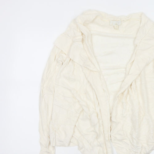 The White Company Women Ivory UK 12 Open Waterfall Knit Cardigan