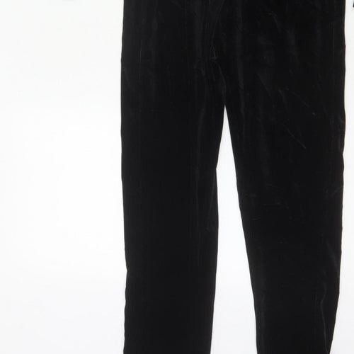 Bershka Women Black L Velvet Mesh Ruffle High Neck Jumpsuit